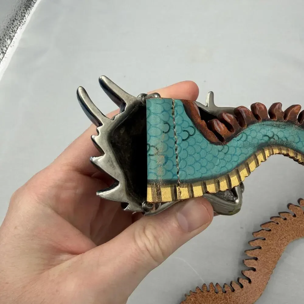 GUCCI Dragon Belt 105/42 Multicolor Leather Dragon Head Buckle Made Italy Rare